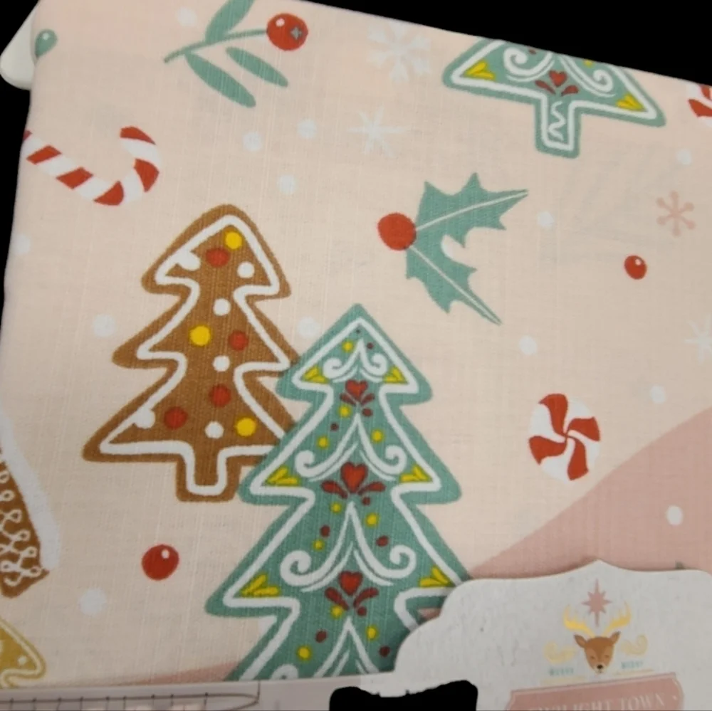 Pink Gingerbread House Christmas Village Fabric Shower Curtain Bathroom Decor